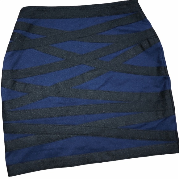 Express size xsmall blue & black bandage skirt - Picture 5 of 7